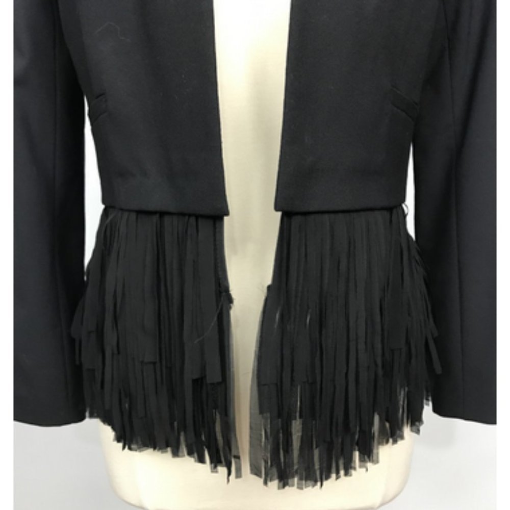 Banana Republic Black Wool Blazer w Fringe Ends 6P - Picture 2 of 9